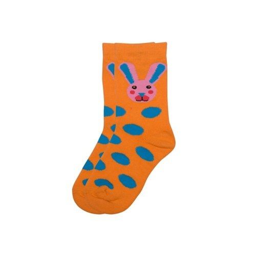 Printed Orange Large Size 4 Way Stretch Kids Lycra Socks