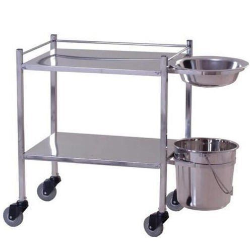 Up To 50 Kg. Mild Steel Made Hospital Use Portable Dressing Trolley With Bucket