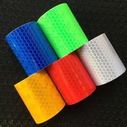 Multi-Colored Reflective PVC Tape - Different Sizes, Printed Single-Sided Adhesive for Industrial and Roadway Safety