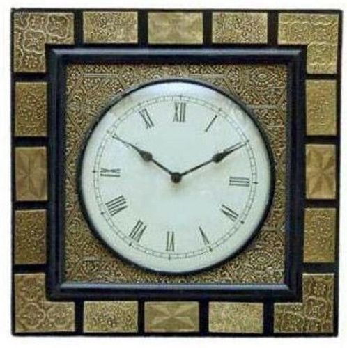 Mix Color Square Wooden Brass Coaster Clock