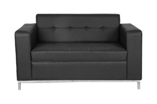 Durable Black Deluxe Office 2 Seater Leatherette Sofa Set