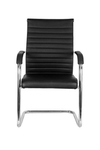 Durable Black Stainless Steel Frame Leather Office Visitor Chair