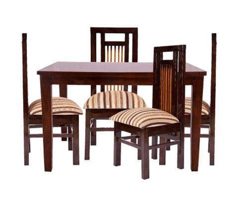 Brown Home Stain Resistant 4 Seater Wooden Dining Table Set
