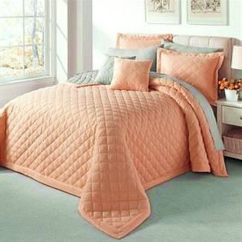 Handmade Dark Peach Pure Cotton Double Bed Quilt