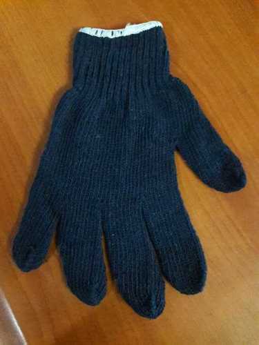 Navy Blue Full Finger Cotton Knitted Gloves