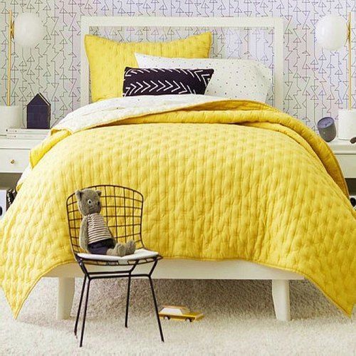 Saffron Cotton Double Bed Quilt Set