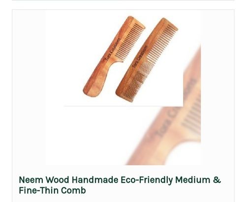 Neem Wood Handmade Eco-Friendly Medium & Fine-Thin Comb