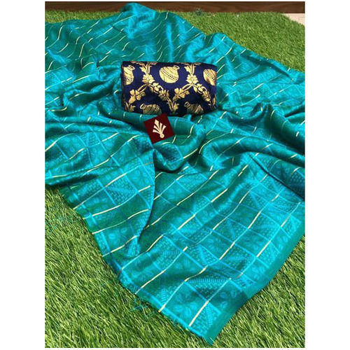 Party Wear Jacquard Silk Saree with Blouse Piece