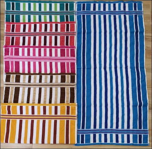 Rectangular Stripes Printed Cotton Bath Towel Age Group: Children