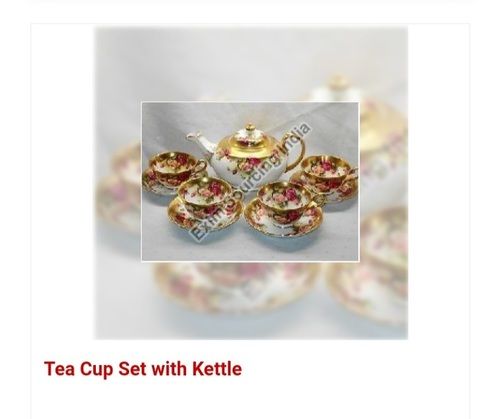 Round Shape Tea Cup Set with Kettle