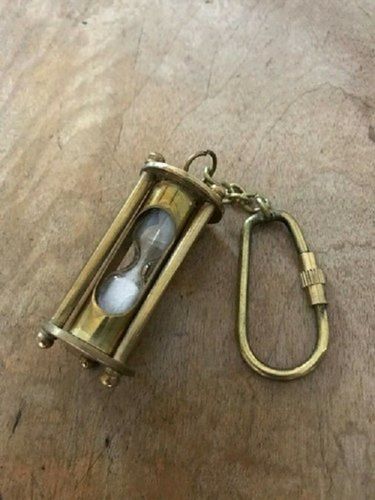 Golden Vintage Style Sand Timer Key Chain - Shiny Brass