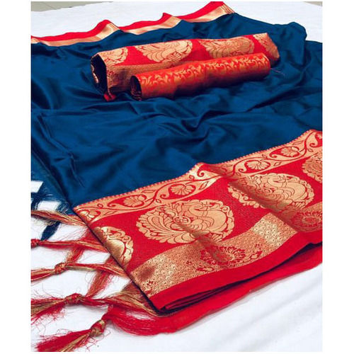 Wedding Wear Cotton Silk Saree with Blouse Piece