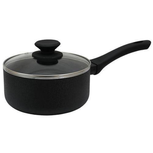 Home Kitchen Black Non Stick Saucepan With Transparent Lid Weight: 1/2 To 1  Kilograms (Kg)