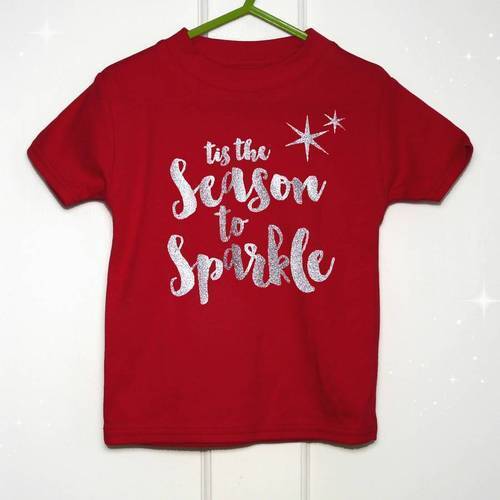 Cotton Red Color Glitter Print Men T Shirt