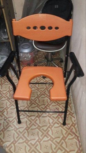 Portable Folding Adult Commode Chair With Back And Arm Support