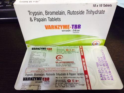  ट्रिप्सिन ब्रोमेलैन रुटोसाइड ट्राइहाइड्रेट पपैन टैबलेट्स 