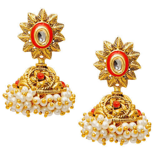 Wedding Wear Pearl Jhumki Earrings Gender: Women