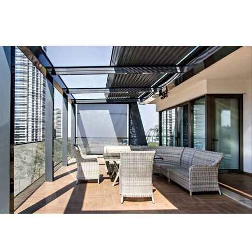 Grey Aluminum Retractable Louver Roof