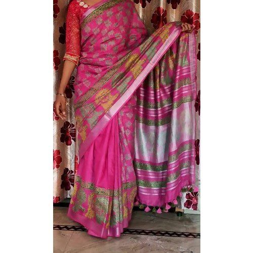 Multi-Color Ladies Batik Print Cotton Saree