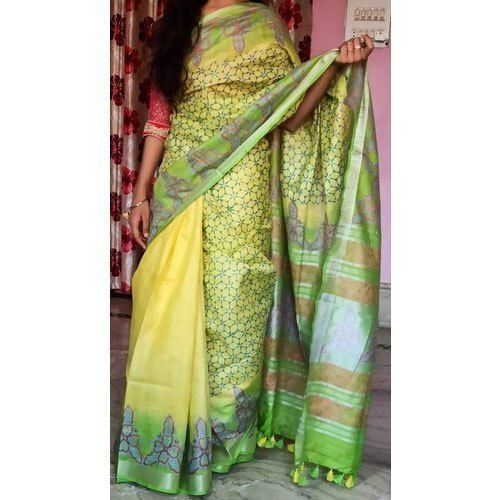 Multi-Color Ladies Cotton Batik Print Saree