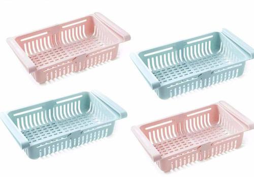 Green Pink Adjustable Plastic Fridge Basket