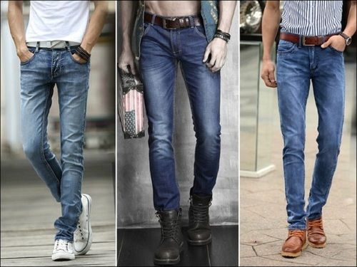 Winter Casual Wear Mens Skinny Blue Jeans