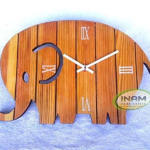 Elephant Shape Wooden Wall Clock