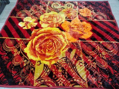 Flower Printed Mink Blanket - 4 mm Thick, Handcrafted Nylon Design | Multi-Color, Washable for Adults