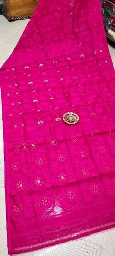 Summer Magenta Color Soft Cotton Dhakai Jamdani Printed Saree