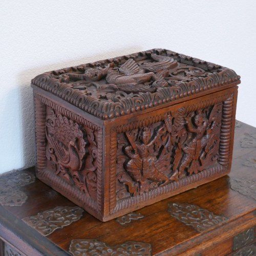 Polished Organizer Hand Carved Wooden Box