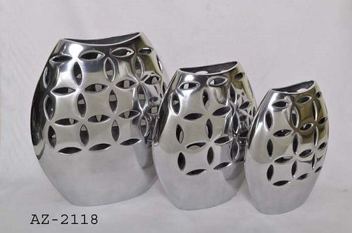 Silver Color Plain Aluminium Flower Vase