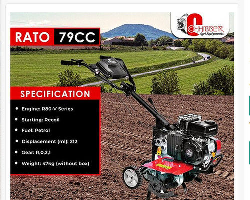 RICO ITALY 500 J 9HP 4 Stroke Power Weeder/Tiller/Cultivator with AIR  Cooled Petrol Engine, Suitable for Weeding in All Types of Agriculture  Crops with Metal Blades