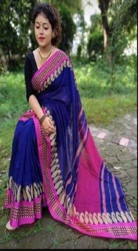 Multi-Color Cotton Silk Mirror Embroidery Cutwork Sarees For Ladies