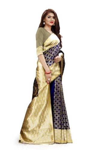 Dark Blue Festive Wear Women Banarasi Saree