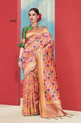 Festive Multi-Color Banarasi Silk Saree For Ladies