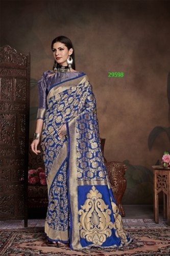 Festive Multi-Color Banarasi Silk Sarees For Ladies