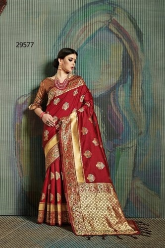 Printed Multi-Color Festive Wear Banarasi Silk Saree For Ladies