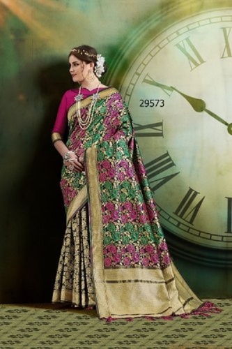 Festive Multi-Color Party Wear Banarasi Silk Saree For Ladies