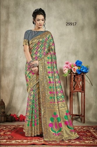 Silk Multi-Color Printed Fancy Designer Banarasi Ladies Sarees