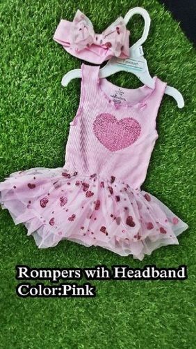 Pink Color Sleeveless Girls Embroidered Casual Wear Frocks With Good Quality Fabrics Age Group: 1-3Years