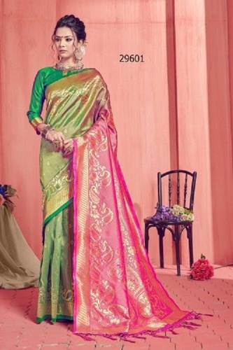 Festive Printed Multi-Color Banarasi Silk Sarees For Ladies