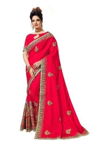 Traditional Look Silk Embroidery Saree With Blouse Piece (K828)