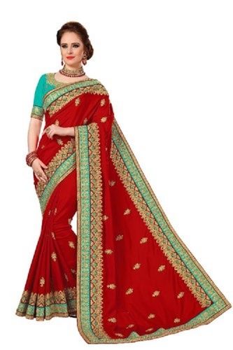 Wedding Wear Silk Embroidered Saree With Blouse Piece (K772)