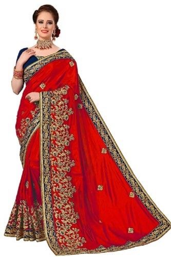 Wedding Wear Silk Embroidery Work Saree With Blouse Piece (K779)