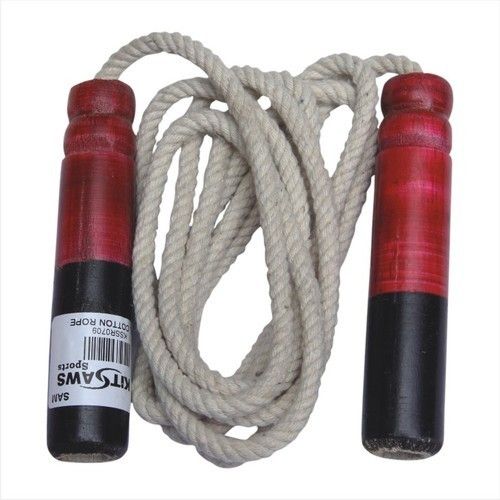 Round Wooden Handle Material Made White Color Real Cotton Skipping Rope 