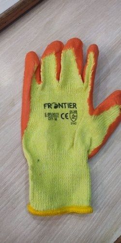 Plain Yellow Orange Mix Cut Resistant Rubber Coated Industrial Working Safety Hand Gloves