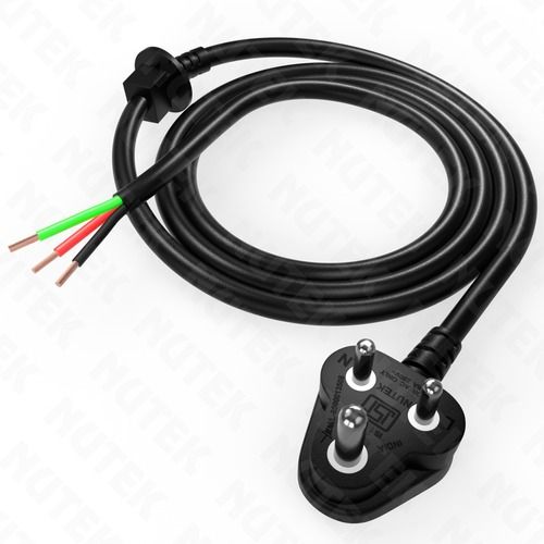 Industrial Grade Black 3 Pin Power Cord In 6 Amp Used In Electrical Appliances