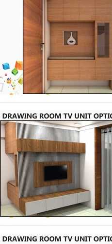 Durable Living Room Termite Free Wooden Wall Tv Unit