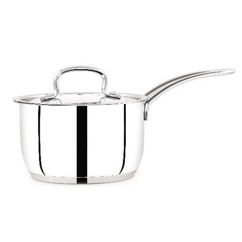 Silver 14Cm Mirror Finish Stainless Steel Encapsulated Saucepan With Weight 1010Gm