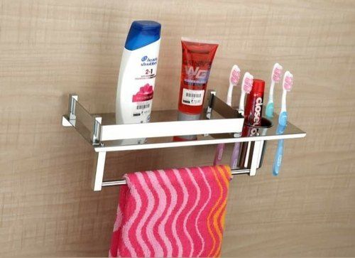 15x5 Inch Stainless Steel Multipurpose Bathroom Rack With Silver Color